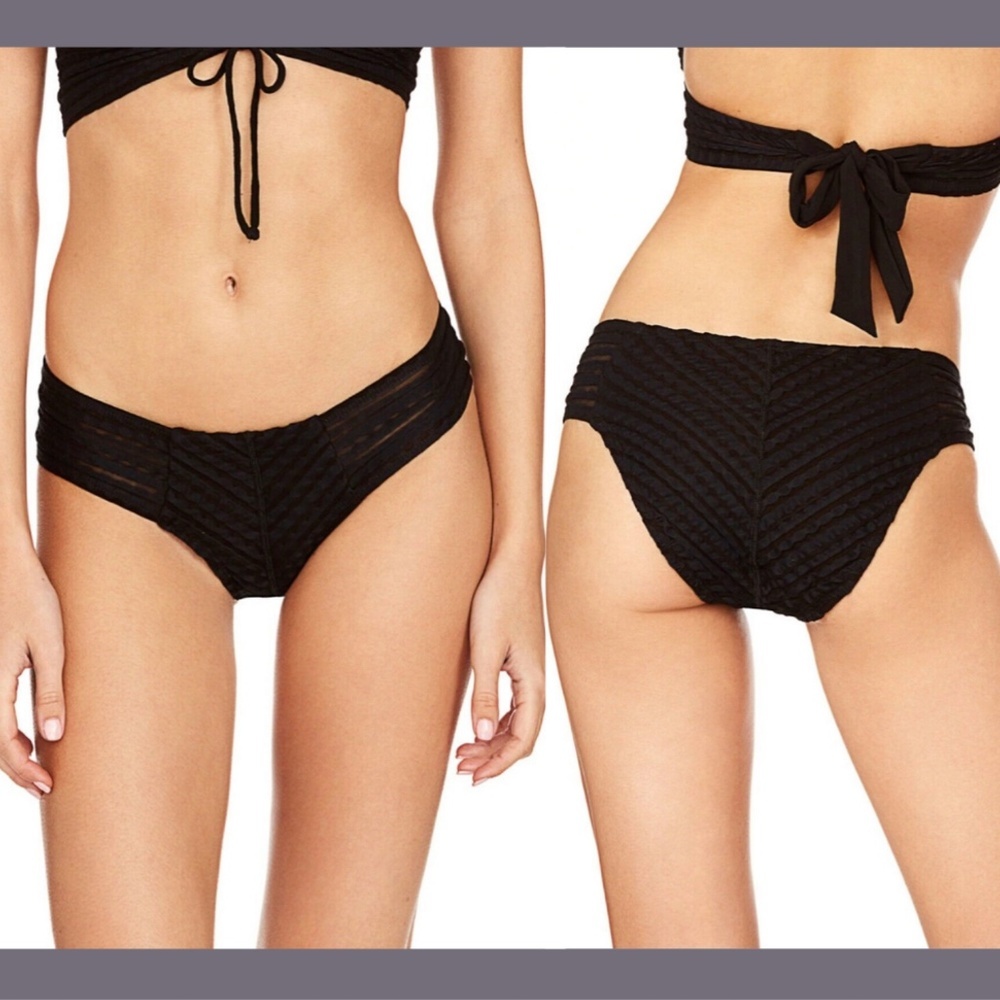 NWT‎ $78 Robin Piccone Carly Hipster Bikini Bottoms in Black [SZ XS ]